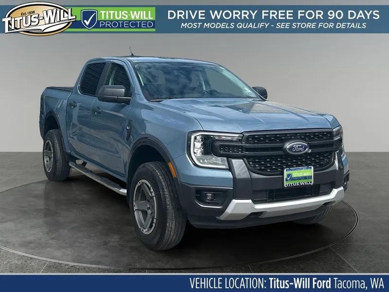 2024 Ford Ranger XLT in Azure Gray Metallic — front three-quarter view