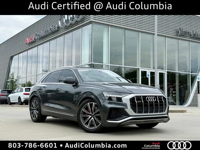 2022 Audi SQ8 4.0T Prestige quattro in Daytona Gray Pearl — front three-quarter view