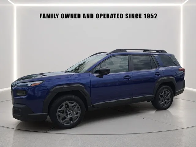 2026 Subaru Outback Premium in Sapphire Blue Pearl — front three-quarter view