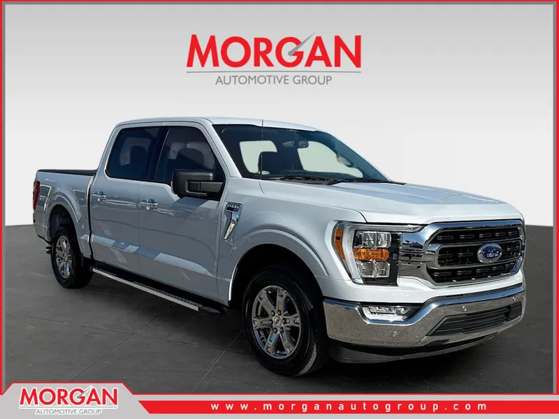 2022 Ford F-150 XLT in Space White Metallic — front three-quarter view