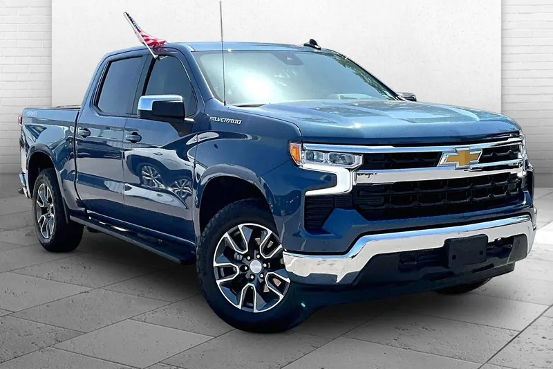 2024 Chevrolet Silverado 1500 LT in Lakeshore Blue Metallic — front three-quarter view