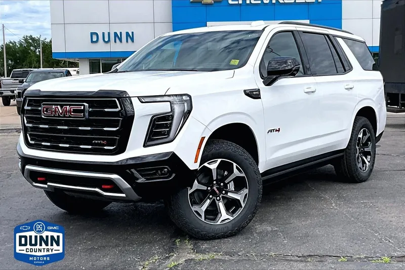 2026 GMC Yukon AT4 in Summit White — front three-quarter view