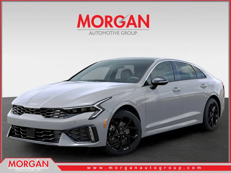 2026 Kia K5 GT-Line in Wolf Gray — front three-quarter view