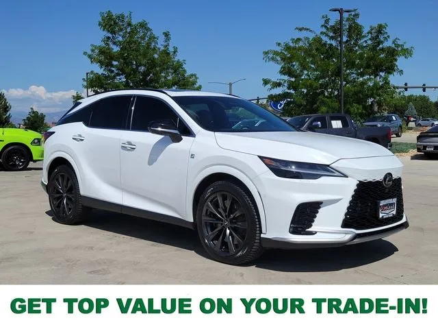 2024 Lexus RX 350 F Sport Handling in Ultra White — front three-quarter view