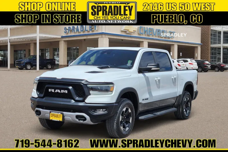 2022 RAM 1500 Rebel in White — front three-quarter view