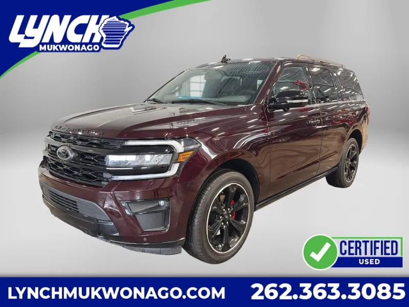 2023 Ford Expedition Limited in Jewel Red Metallic Tinted Clearcoat — front three-quarter view