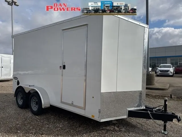 2025 LOOK CARGO TRAILER 7X14 Base in White — front three-quarter view