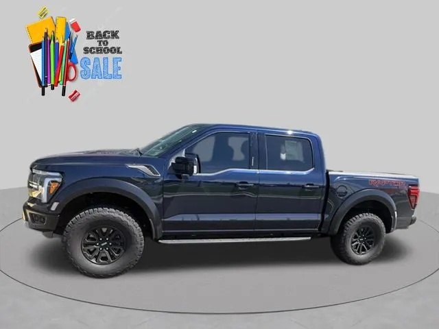 2024 Ford F-150 Raptor in Blue Metallic — front three-quarter view