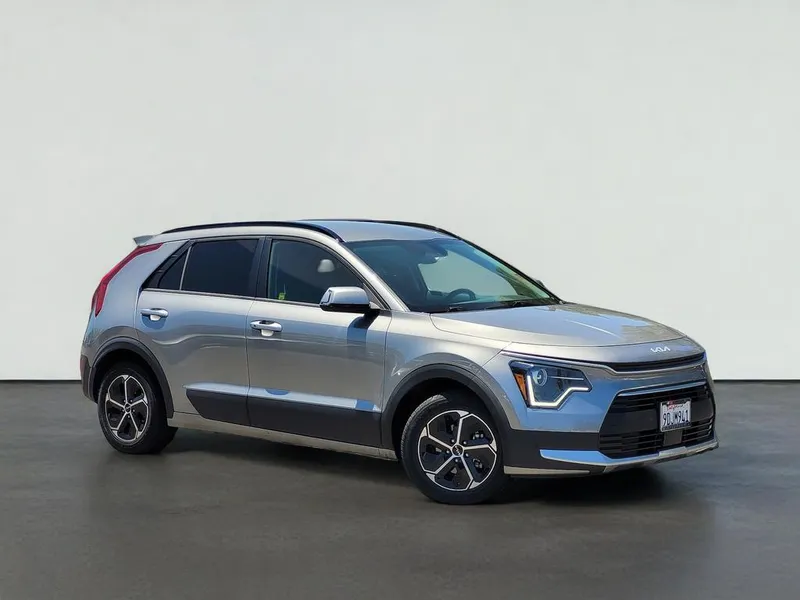 2023 Kia NIRO EX in Steel Gray — front three-quarter view