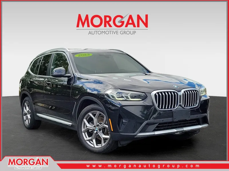 2023 BMW X3 xDrive30i in Black Sapphire Metallic — front three-quarter view