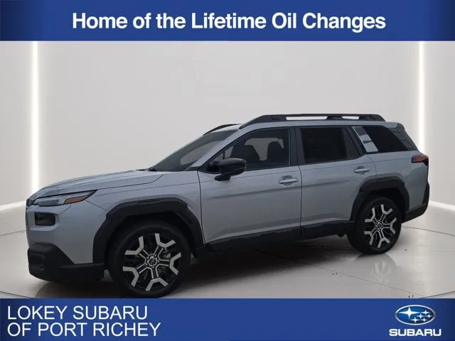 2026 Subaru Outback Touring XT in Ice Silver Metallic — front three-quarter view