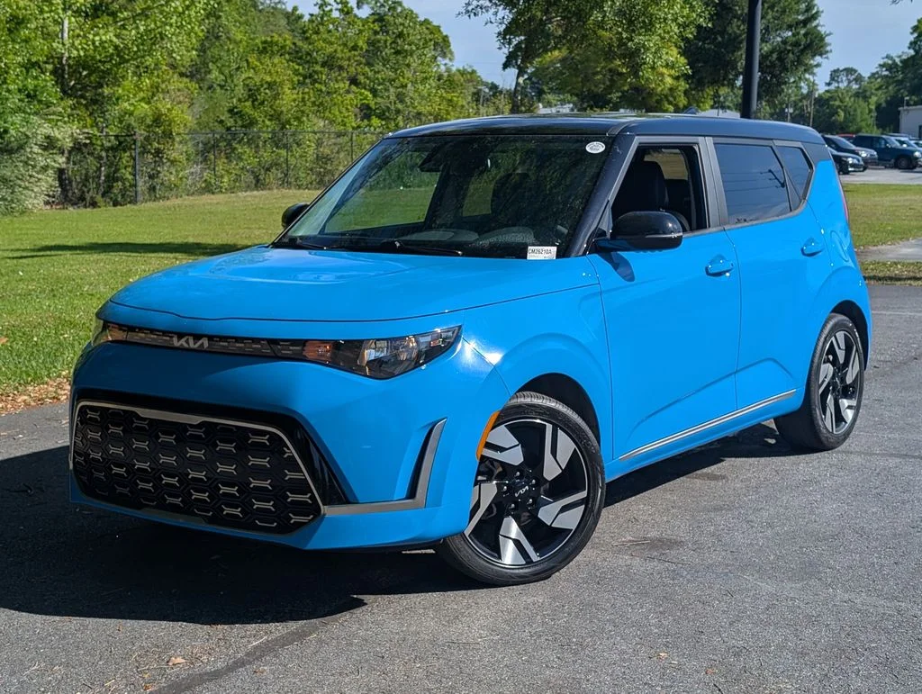 2024 Kia Soul GT-Line in Blue — front three-quarter view