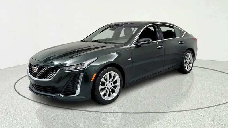 2021 Cadillac CT5 Premium Luxury in Evergreen Metallic — front three-quarter view
