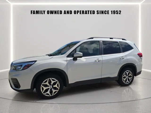 2020 Subaru Forester Premium in Crystal White Pearl — front three-quarter view