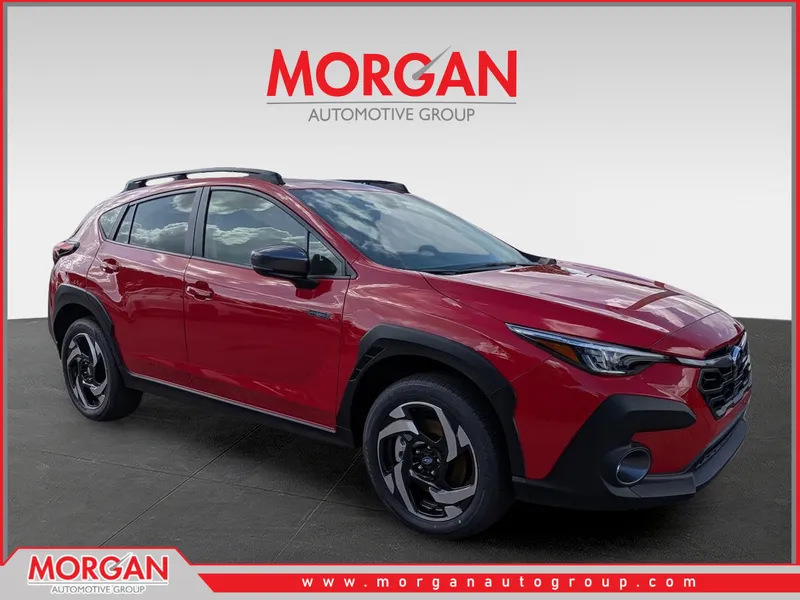 2026 Subaru Crosstrek Limited Hybrid in Pure Red — front three-quarter view