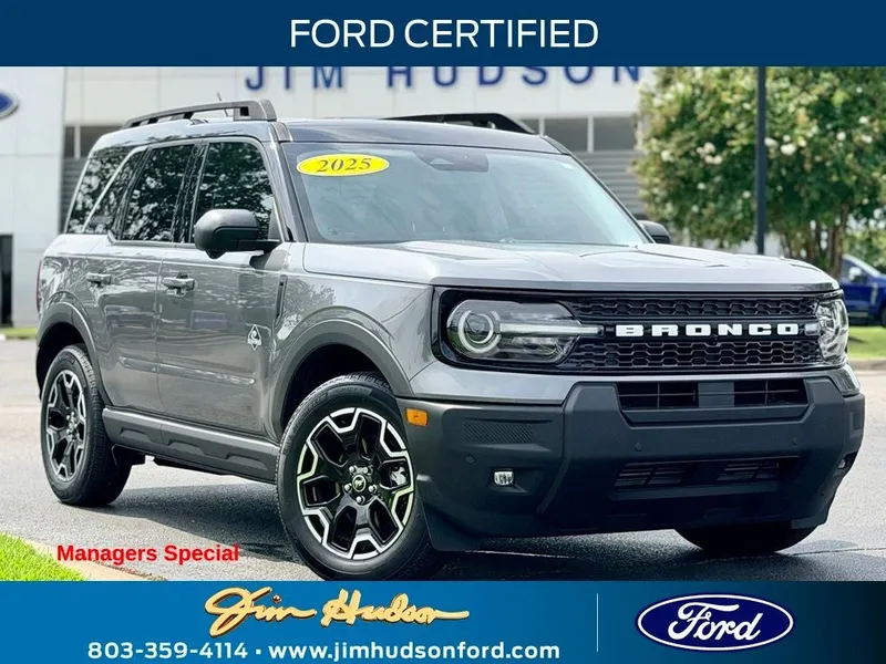 2025 Ford Bronco Sport Outer Banks CERTIFIED TECH PACKAGE POWER MOONROOF in Gray Metallic — front three-quarter view