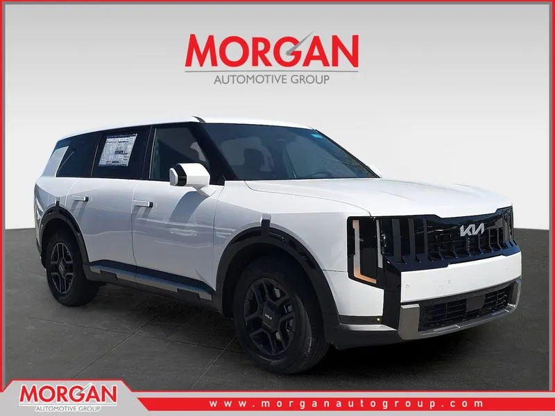 2027 Kia Telluride LX in Glacial White Pearl — front three-quarter view