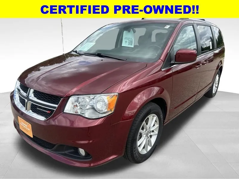 2019 Dodge Grand Caravan SXT in Octane Red Pearlcoat — front three-quarter view