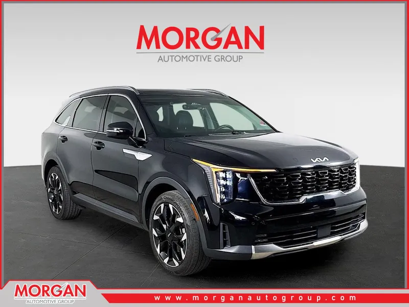 2024 Kia Sorento EX in Ebony Black — front three-quarter view