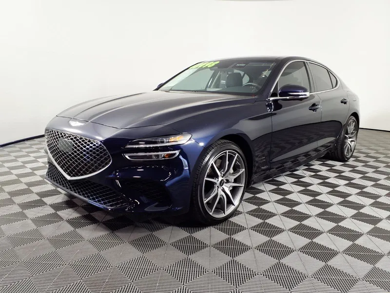 2026 Genesis G70 2.5T Prestige in Capri Blue — front three-quarter view