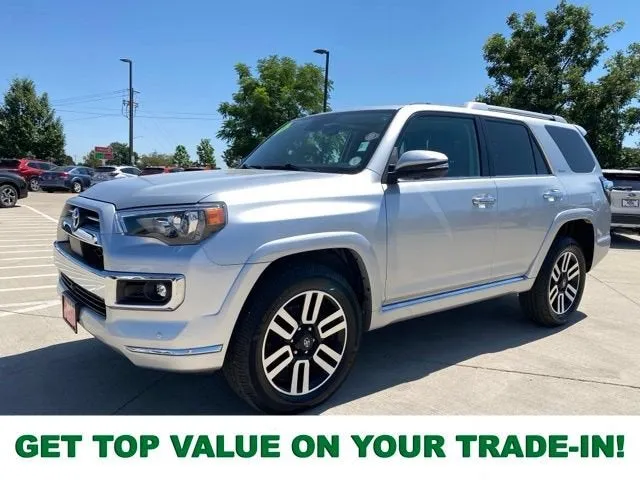 2022 Toyota 4Runner Limited in Classic Silver Metallic — front three-quarter view