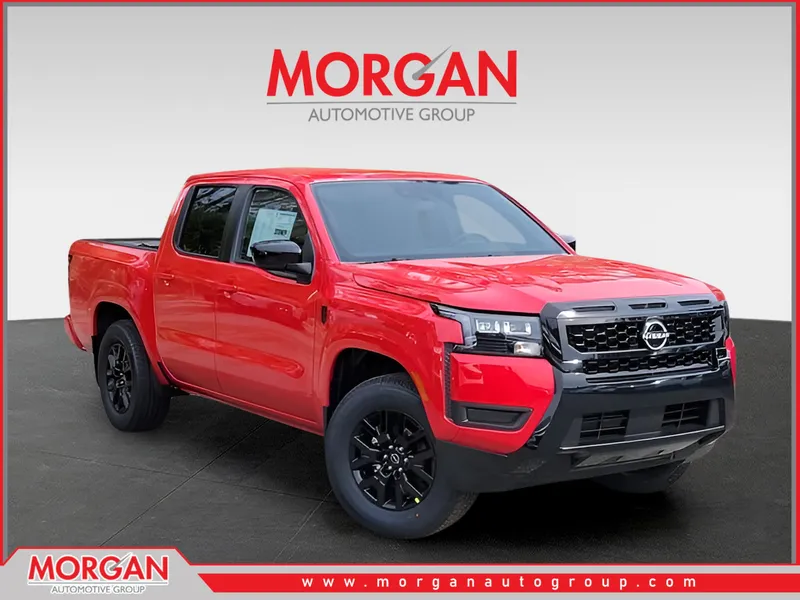 2026 Nissan Frontier SV in Red — front three-quarter view