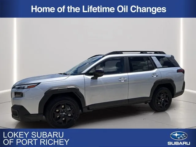 2026 Subaru Outback Limited in Ice Silver Metallic — front three-quarter view