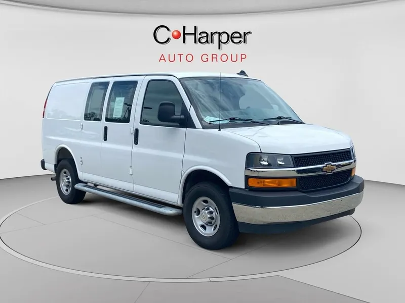 2025 Chevrolet Express Cargo WT in Summit White — front three-quarter view
