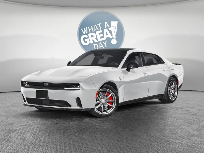 2026 Dodge Charger CHARGER R/T 4-DOOR AWD in White Knuckle Exterior Paint — front three-quarter view