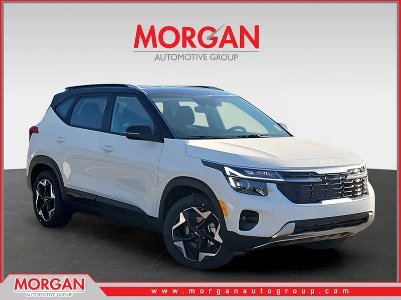 2026 Kia Seltos S in White — front three-quarter view
