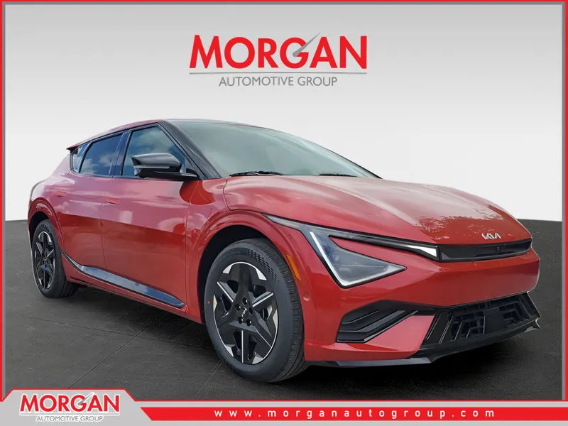 2025 Kia EV6 Wind in Runway Red — front three-quarter view