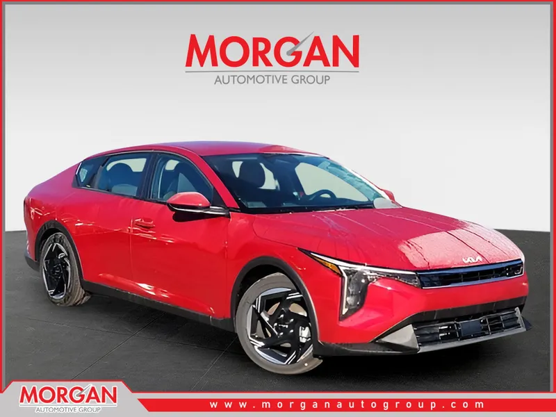 2025 Kia K4 EX in Red — front three-quarter view