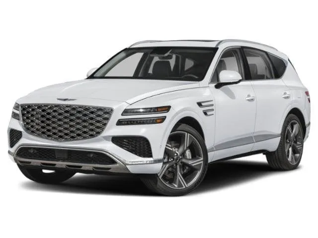 2026 Genesis GV80 2.5T PRESTIGE in Capri Blue — front three-quarter view