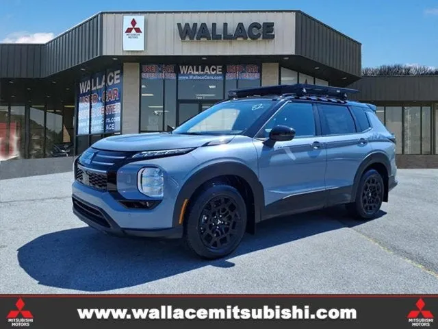 2026 Mitsubishi Outlander Trail Edition in Moonstone Gray Black Roof — front three-quarter view