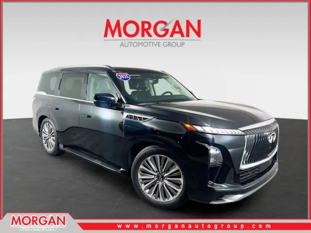 2025 INFINITI QX80 SENSORY in Black — front three-quarter view