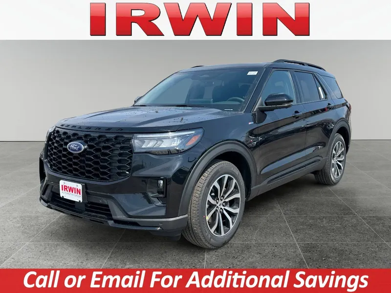 2026 Ford Explorer ST-Line in Black — front three-quarter view