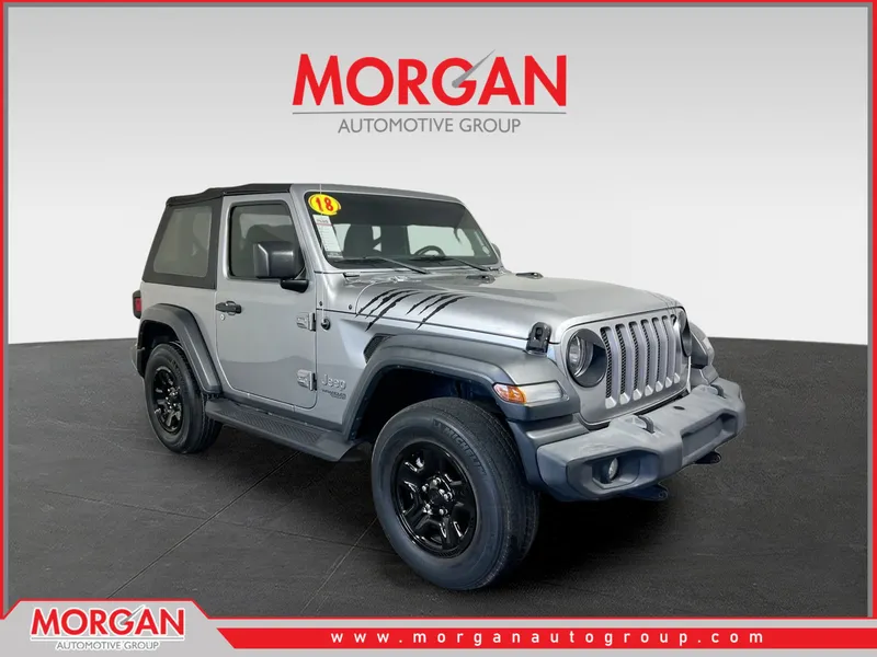 2018 Jeep Wrangler Sport in Billet Silver Metallic Clearcoat — front three-quarter view