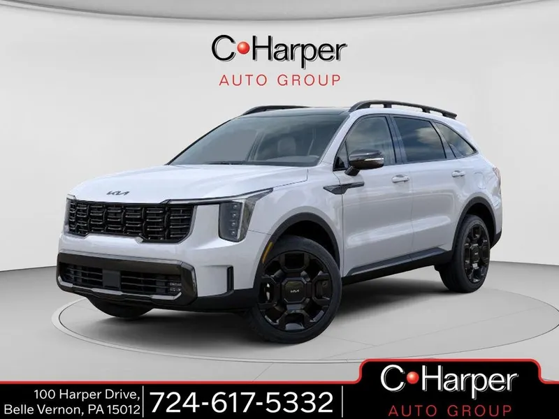 2026 Kia Sorento X-Line EX in Glacial White Pearl — front three-quarter view