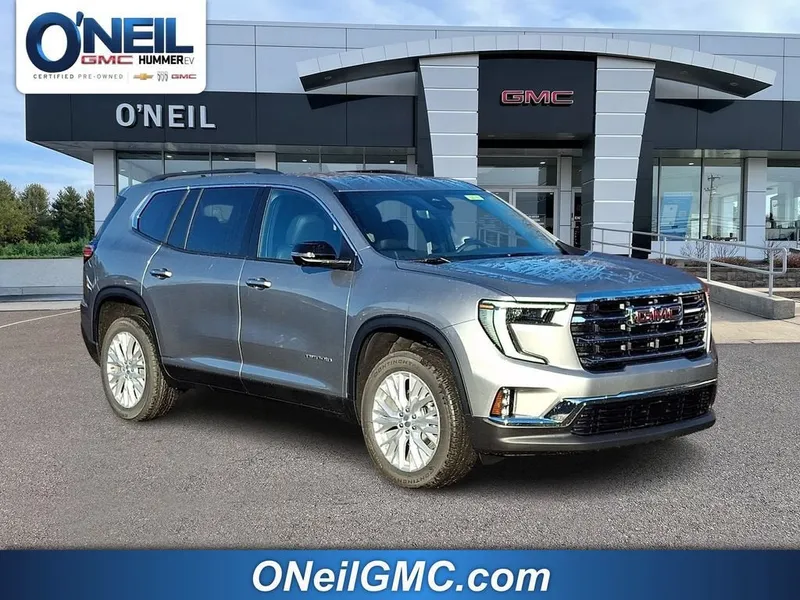 2026 GMC Acadia Elevation in Sterling Metallic — front three-quarter view