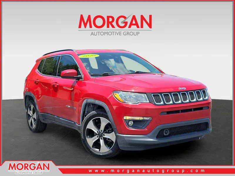 2020 Jeep Compass Latitude in Redline Pearlcoat — front three-quarter view