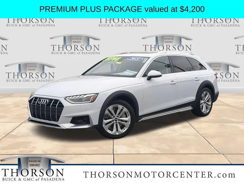 2021 Audi A4 allroad Premium Plus in White — front three-quarter view