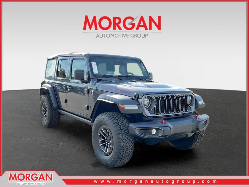 2026 Jeep Wrangler Rubicon in Gray — front three-quarter view