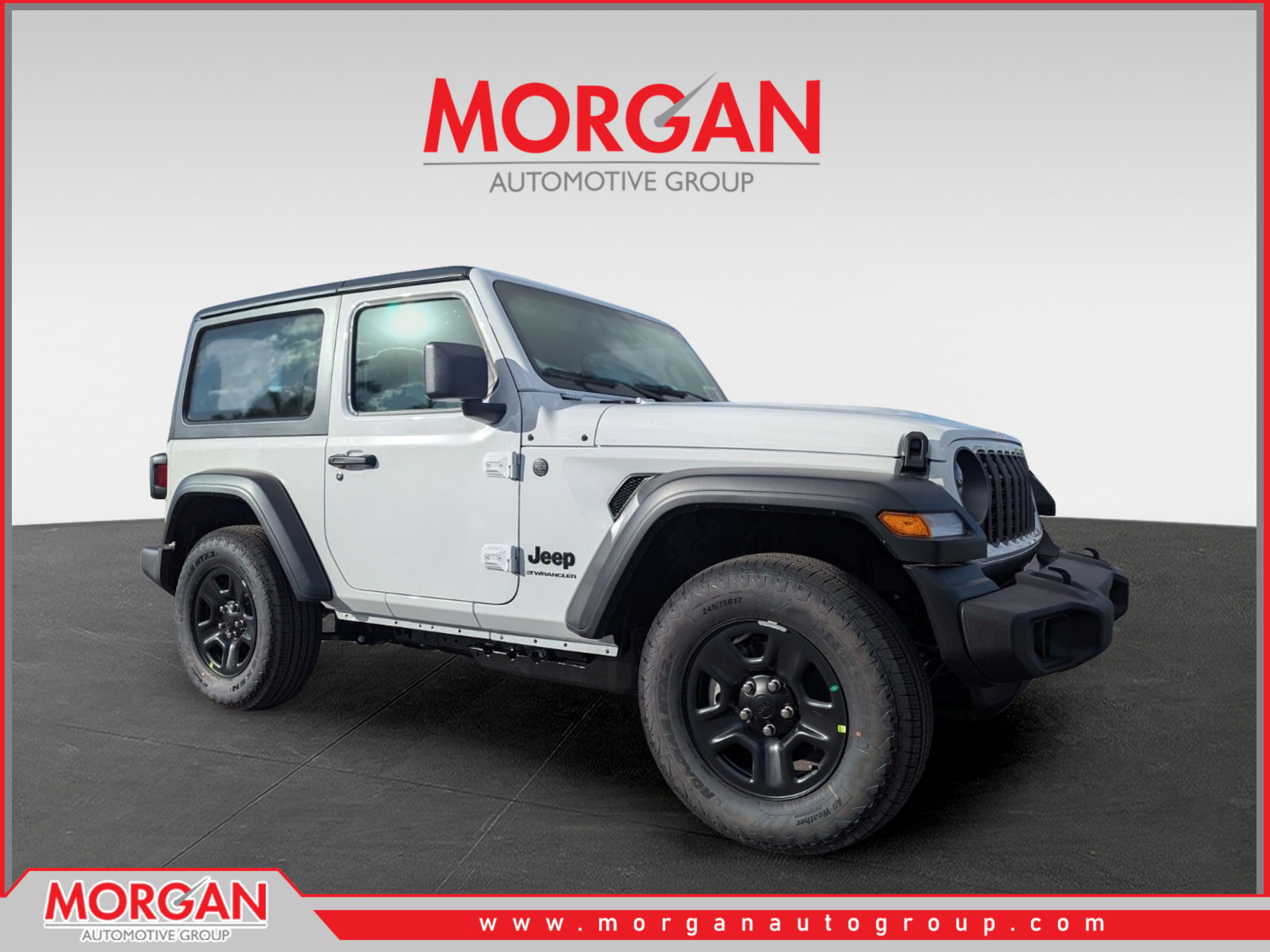 2026 Jeep Wrangler Sport in White — front three-quarter view