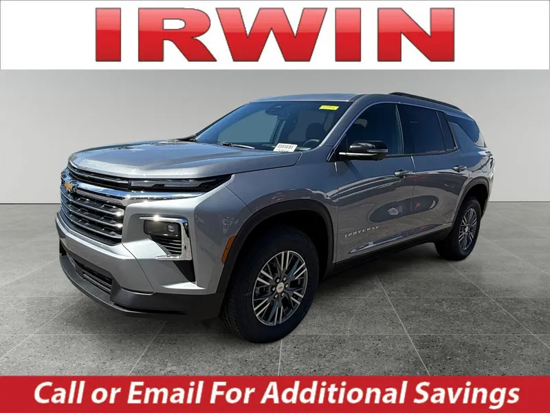2026 Chevrolet Traverse LT in Sterling Gray Metallic — front three-quarter view