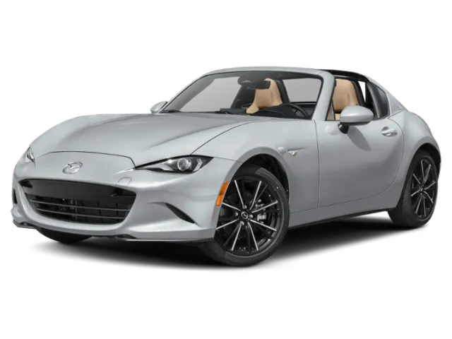 2026 Mazda MX-5 Miata RF Grand Touring in Aero Gray Metallic — front three-quarter view