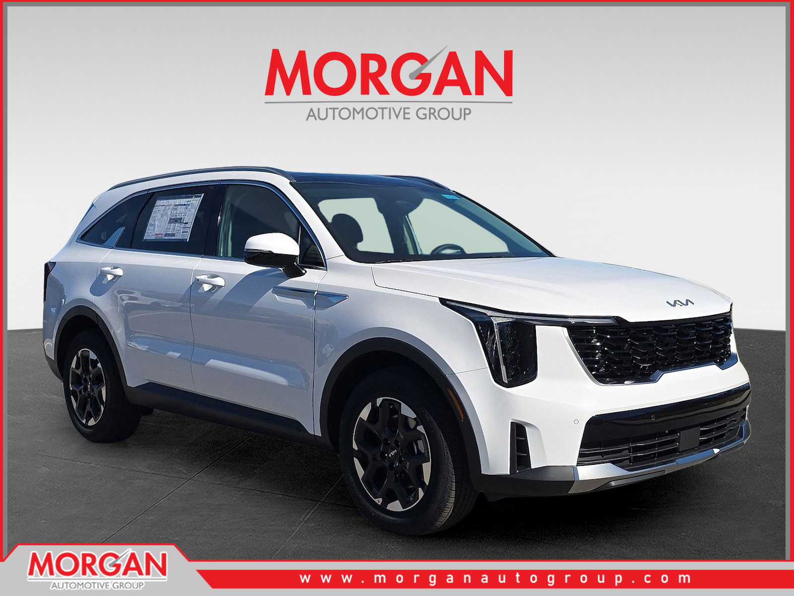2026 Kia Sorento S in Glacial White Pearl — front three-quarter view