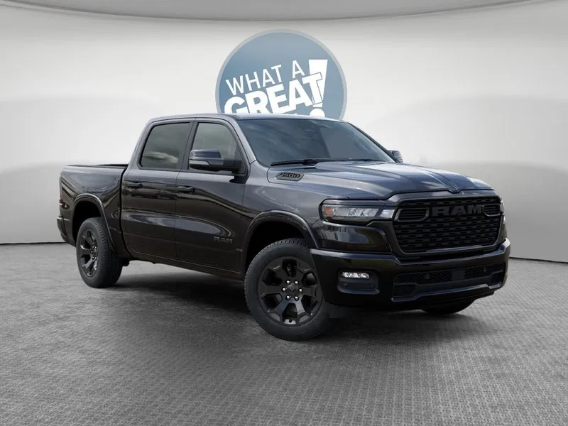 2026 RAM 1500 Big Horn/Lone Star in Diamond Black Crystal Pearl-Coat Exterior Paint — front three-quarter view