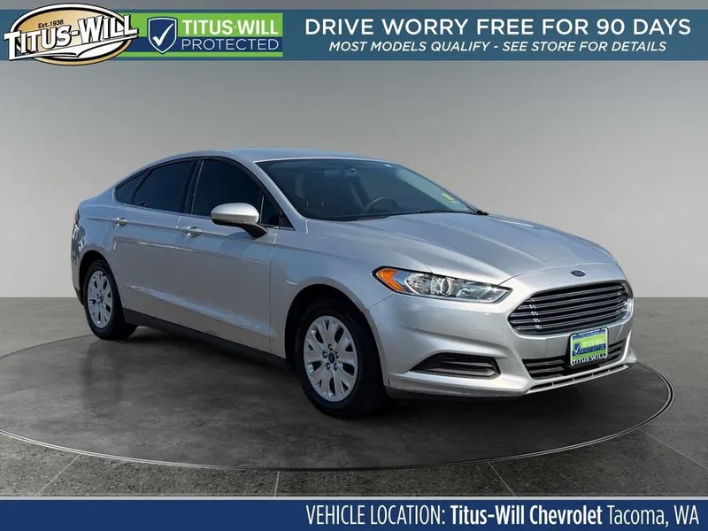 2014 Ford Fusion S in Silver — front three-quarter view