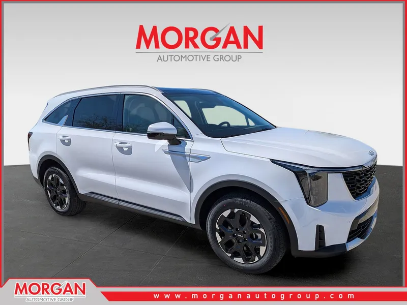 2026 Kia Sorento S in Glacial White Pearl — front three-quarter view
