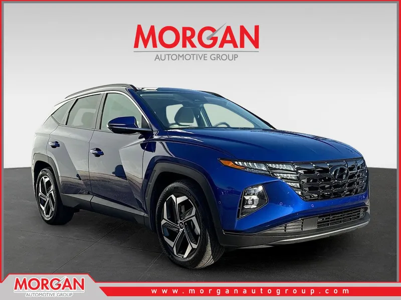2023 Hyundai Tucson Limited in Intense Blue — front three-quarter view